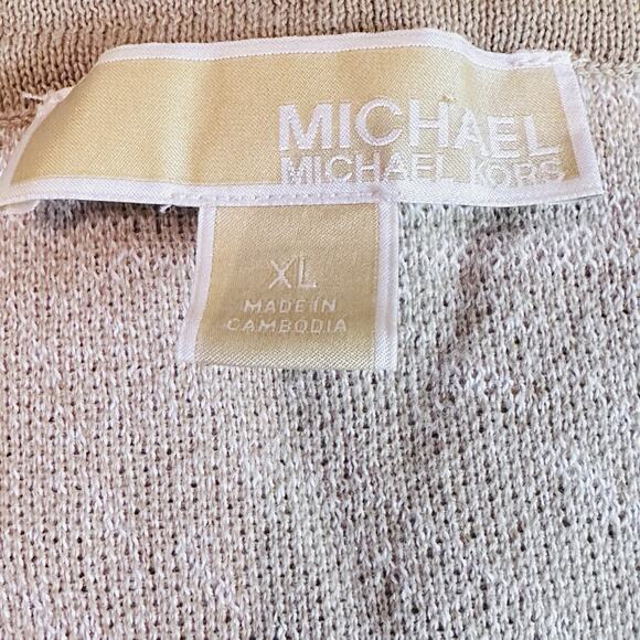 MICHAEL KORS KHAKI PALM PRINT SHORT SLEEVE SWEATER SIZE XL MSRP $98.00 - Picture 3 of 4